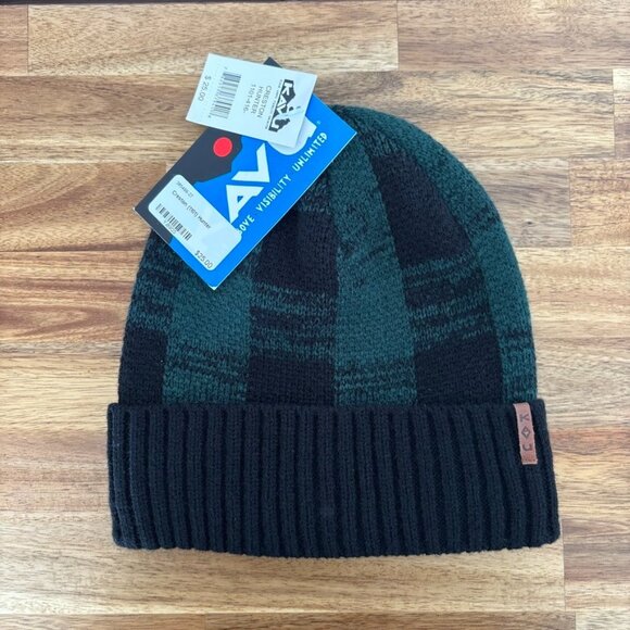 KAVU Beanie Creston Hunter UNISEX OSFM Cuffed Plaid Green Outdoor Gorpcore NWT - Picture 1 of 9